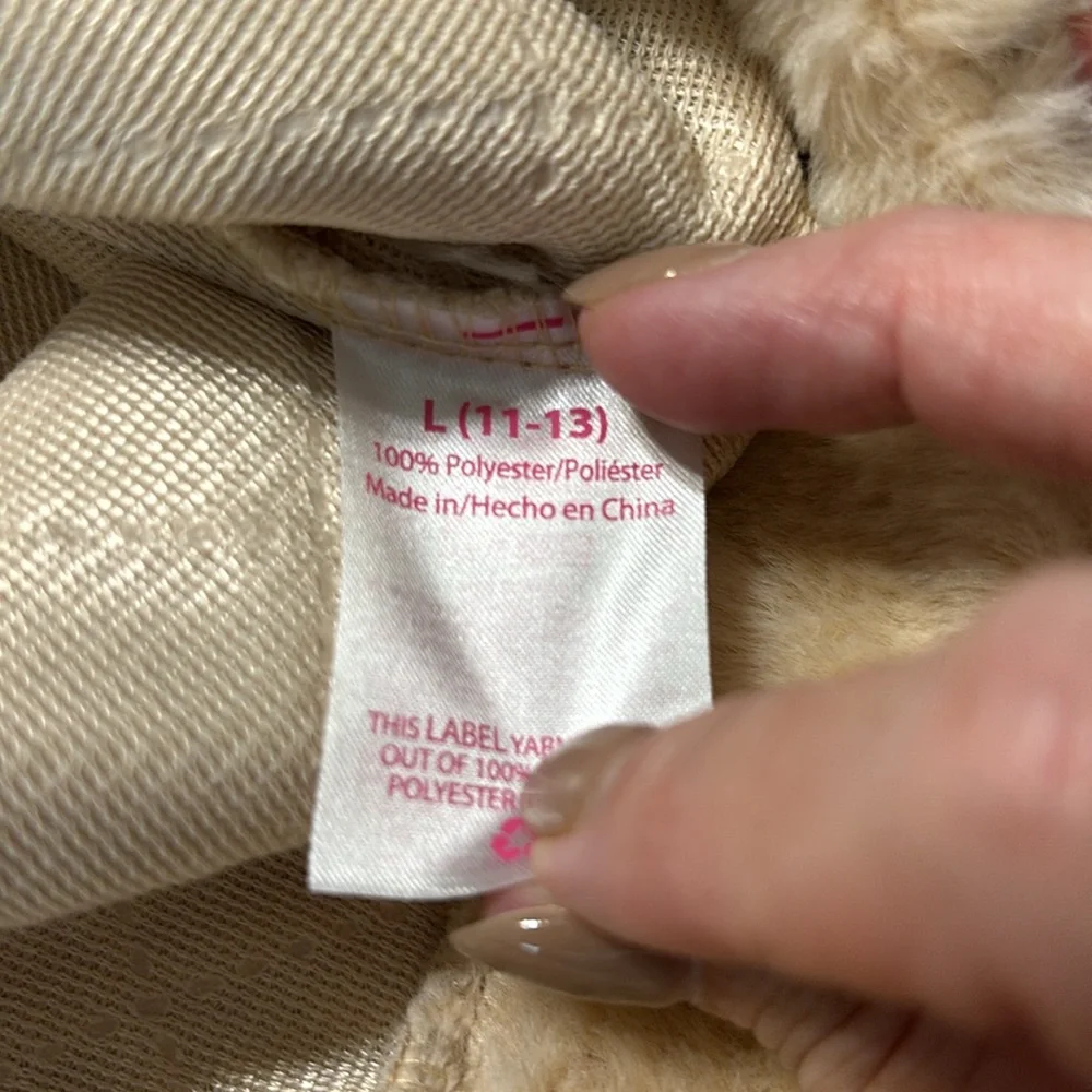 NWT - No Boundaries Tan/Cream Quilted Faux Fur 1/2 Zip Pullover Size L - Picture 7 of 11